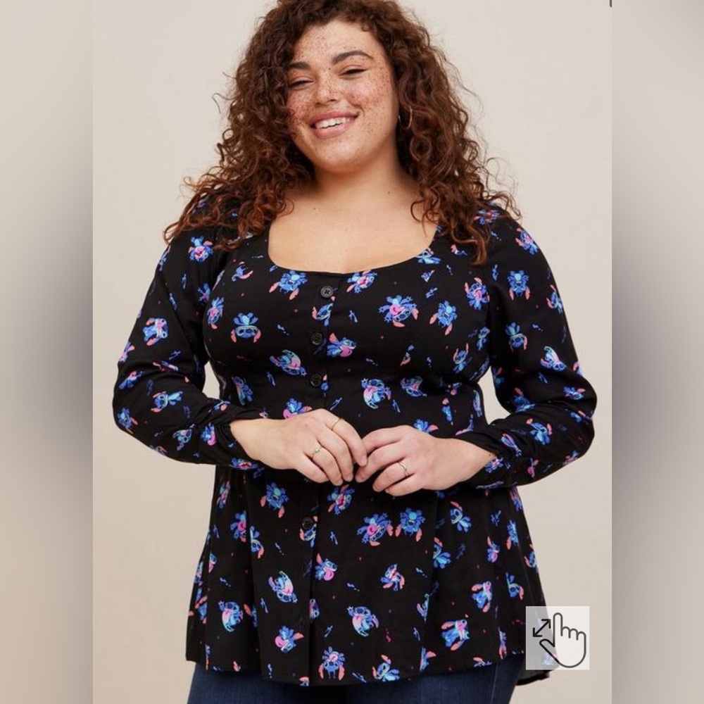 Disney Lilo And Stitch Fit And Flare Stretch Challis Blouse